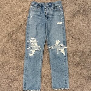 Agolde High Rise Distressed Blue Jeans